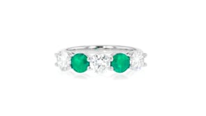 60 ct. t.w. Emerald and 1.00 ct. t.w. Lab-Grown Diamond Ring in 14kt White Gold