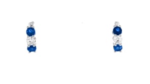 1.20 ct. t.w. Sapphire and .50 ct. t.w. Lab-Grown Diamond Hoop Earrings in 14kt White Gold
