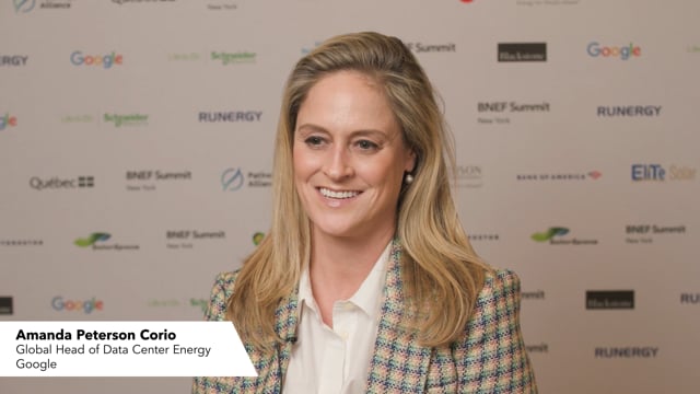 Watch "<h3>Google’s New Data Center Locations Partly Based on Clean Power Availability</h3>
Amanda Peterson Corio, Global Head of Data Center Energy, Google interviewed by Vandana Gombar, Senior Editor, BloombergNEF"