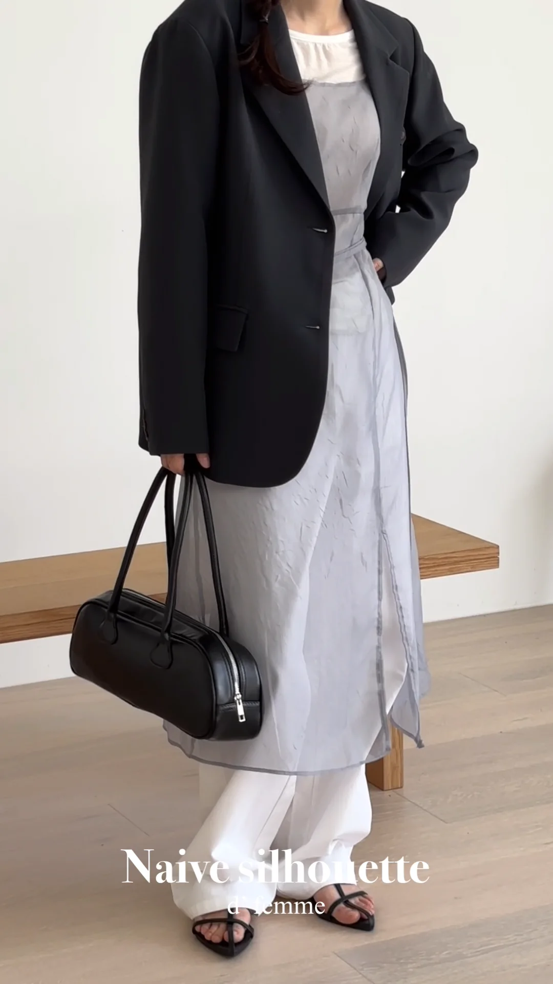 シースルー紐ノースリーブベルトロングワンピース3color