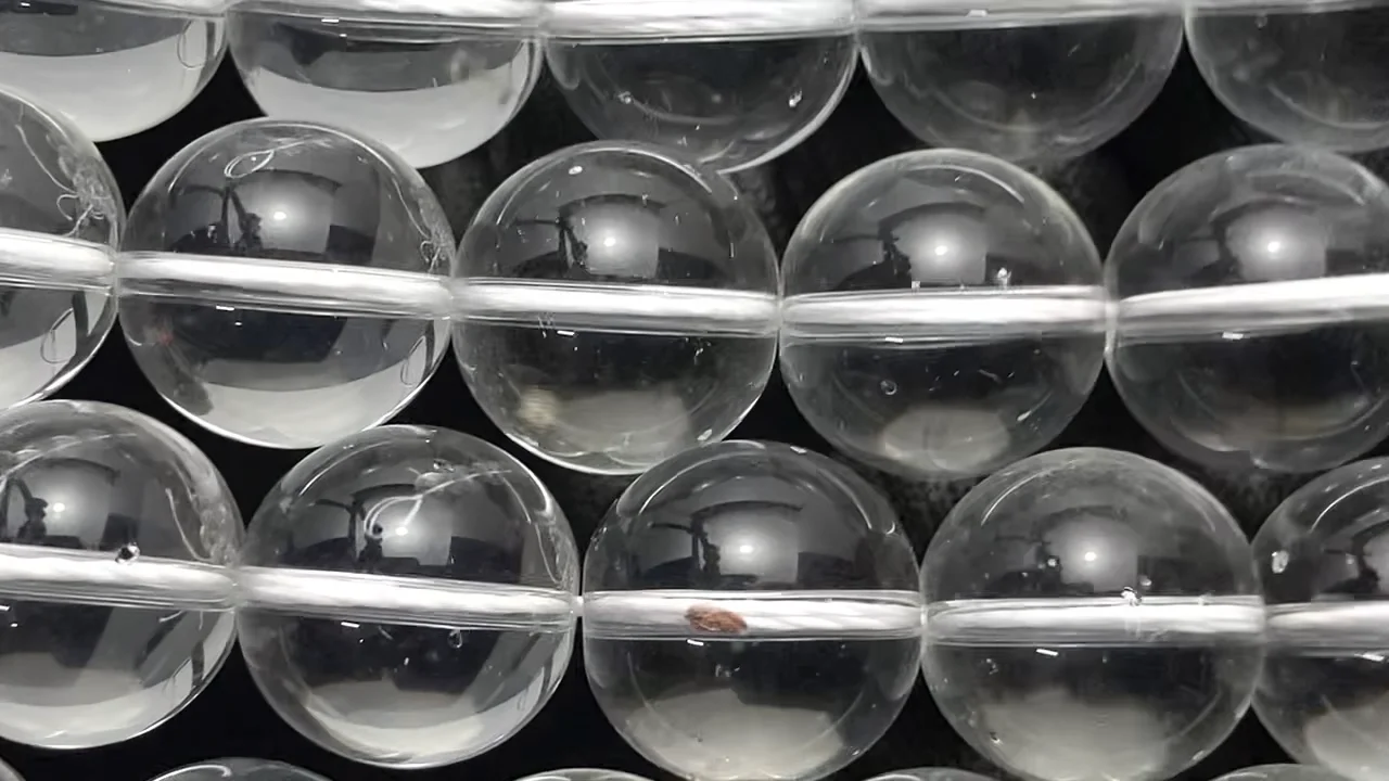 クリスタル(溶錬水晶) ラウンド16mm 1連｜天然石ビーズの卸問屋