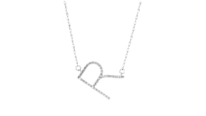 10 ct. t.w. Diamond Tilted-Initial Necklace in Sterling Silver