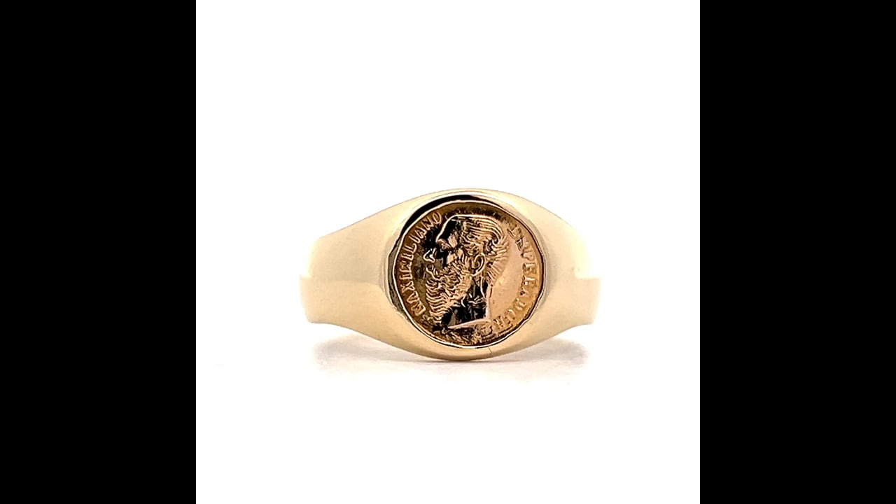 Vintage Mexican Peso Signet Ring in 14k Yellow Gold – Filigree Jewelers