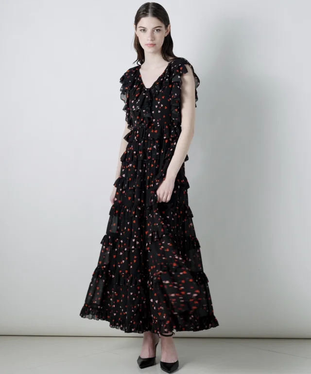 DSC / ハートシフォンマキシワンピース DRESS Night STORE | ダブル 