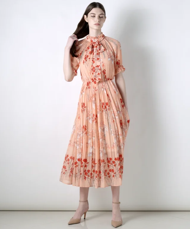 Sov. / フラワープリントプリーツロングワンピース DRESS Night STORE  