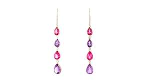 8.40 ct. t.w. Pink and White Topaz and 8.00 ct. t.w. Amethyst Drop Earrings in 18kt Gold Over Sterling