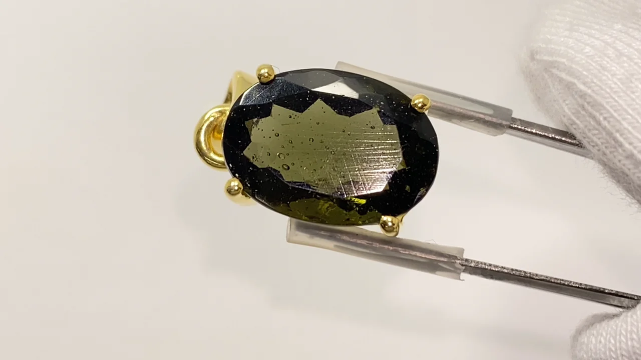 動画】【1点もの】モルダバイトAAA ファセットカットペンダント