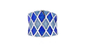 Italian Blue Enamel Harlequin Ring in Sterling Silver