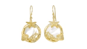Mother-of-Pearl Sea Life Drop Earrings in 18kt Gold Over Sterling