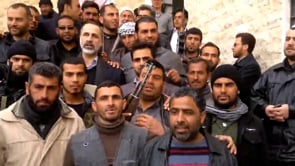 زيارة رئيس الإئتلاف الوطني معاذ الخطيب لكتيبة العاديات في مدينة منبج في ريف حلب