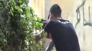 استهداف قوات النظام المحاولة التقدم في مخيم درعا  بواسطة رشاش بي كي سي من قبل كتائب الجهاد