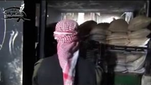 استهداف تحصينات قوات النظام في حي المنشية في درعا البلد بواسطة رشاش دوشكا من قبل لواء الإعتصام بالله