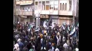 مظاهرة بقيادة الفنانة فدوى سليمان في حي الخالدية في مدينة حمص في جمعة "إضراب الكرامة"