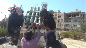 استهداف تجمعات قوات النظام في حي الموظفين في دير الزور بواسطة راجمة صواريخ من قبل لواء درع الشمال