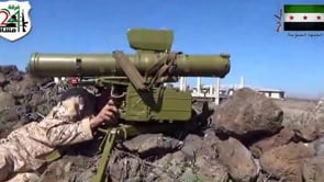 استهداف مواقع قوات الأسد بصاروخ فاغوت من قبل الفرقة 24 مشاة في قرية تل قرين في محافظة درعا