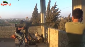 استهداف مواقع قوات الأسد بصاروخ تاو من قبل لواء الكرامة في بلدة أبطع في محافظة درعا