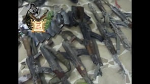 غنائم كتيبة أحرار قاسيون بعد القضاء على مجموعة من جنود النظام حاولت التسلل إلى حي برزة في مدينة دمشق