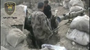 استهداف أحد حواجز النظام على جبهة الرستن في ريف حمص بمدفع بي9 من قبل جبهة التوحيد