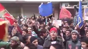 مظاهرة في حي بستان القصر في مدينة حلب في جمعة "خبز الدم"