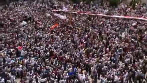 مظاهرة في ساحة العاصي في مدينة حماة في جمعة "ارحل"