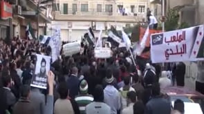 مظاهرة في حي الملعب البلدي في مدينة حمص في جمعة "سننتفض لأجلك بابا عمرو"