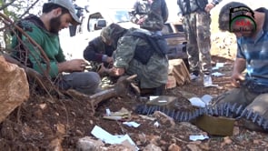 استهداف قوات النظام بالرشاشات الثقيلة من قبل فرقة عاصفة الحزم على جبهة كفر دلبة في ريف اللاذقية