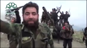 فرحة عناصر حرحة أحرار الشام الإسلامية بالسيطرة على قمة 45 في ريف اللاذقية