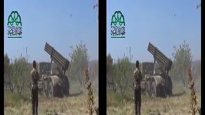 استهداف مقرات النظام في قرية وادي قنديل في ريف اللاذقية بصواريخ غراد من قبل لواء المدفعية والصواريخ