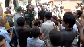 مظاهرة في مدينة سقبا في ريف دمشق في جمعة "درعا بوابة النصر القادم"