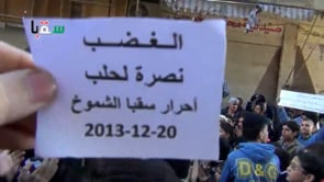 مظاهرة في مدينة سقبا في ريف دمشق في جمعة "الغضب نصرة لحلب"