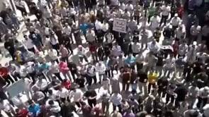 مظاهرة في مدينة قارة في ريف دمشق في جمعة "أبطال جامعة حلب"