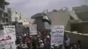 مظاهرة في مدينة قارة في ريف دمشق في جمعة "سننتصر ويهزم الأسد"