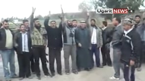 فرحة مقاتلي لواء شهداء اليرموك بعد السيطرة على حاجز العلان في محافظة درعا