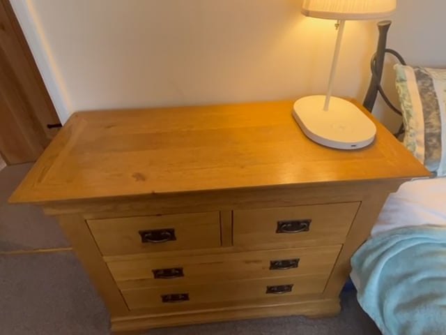 Video 1: Double bed, desk, TV, chest of drawers and small wardrobe
