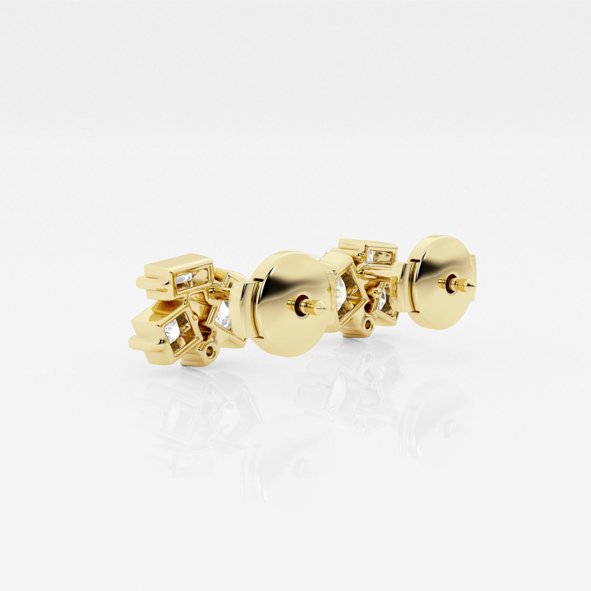 1 ctw Mosaic Framed Abstract Earrings 14K Yellow Gold, DE, VS1