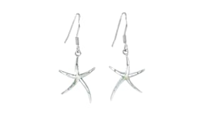 Mother-of-Pearl Starfish Drop Earrings in Sterling Silver