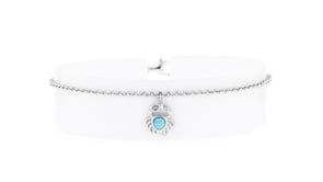 Larimar Crab Charm Anklet in Sterling Silver