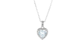 1.50 Carat Aquamarine Heart Pendant Necklace in Sterling Silver