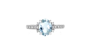 1.00 Carat Aquamarine Ring with Diamond Accents in Sterling Silver