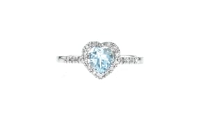 60 Carat Aquamarine Heart Ring with Diamond Accents in Sterling Silver