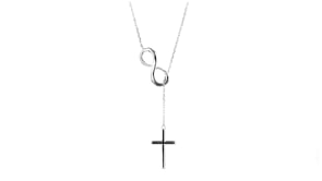 Sterling Silver Cross and Infinity Symbol Drop Necklace