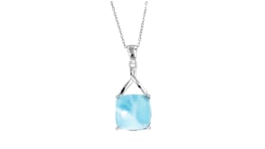 Cabochon Larimar Pendant Necklace in Sterling Silver