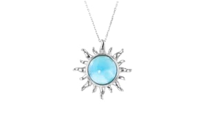 Larimar Sun Pendant Necklace in Sterling Silver