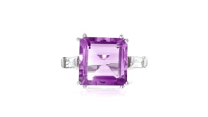7.25 Carat Amethyst Ring with .50 ct. t.w. White Topaz in Sterling Silver