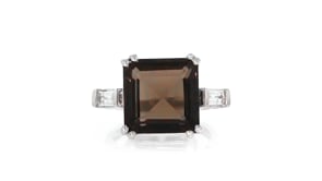 7.50 Carat Smoky Quartz and .50 ct. t.w. White Topaz Ring in Sterling Silver