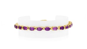 7.75 ct. t.w. Amethyst Tennis Bracelet in 18kt Gold Over Sterling with Magnetic Clasp