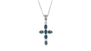 90 ct. t.w. London Blue Topaz Cross Pendant Necklace in Sterling Silver