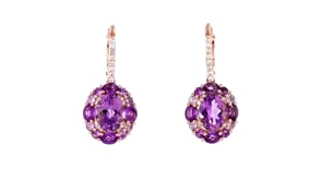 5.20 ct. t.w. Amethyst Drop Earrings with .10 ct. t.w. White Topaz in 18kt Rose Gold Over Sterling