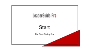 The Start Dialog Box in LeaderGuide Pro v16