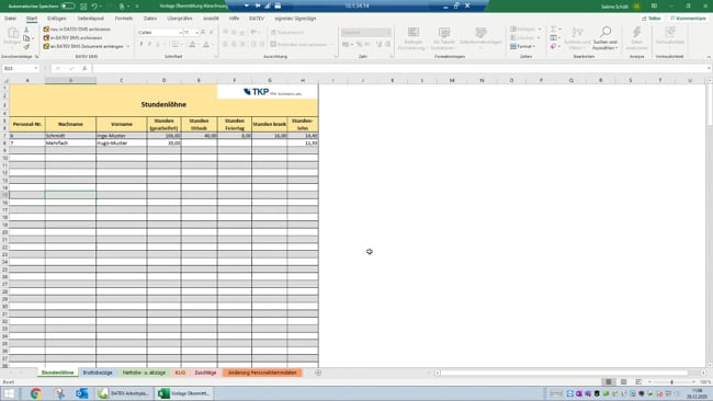 Tabelle Abrechnungsdaten – Mitarbeiter